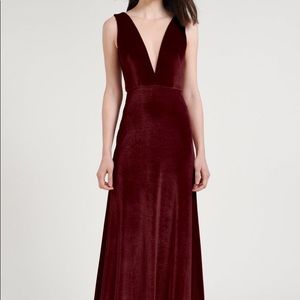 Jenny Yoo velvet Logan dress in dark berry